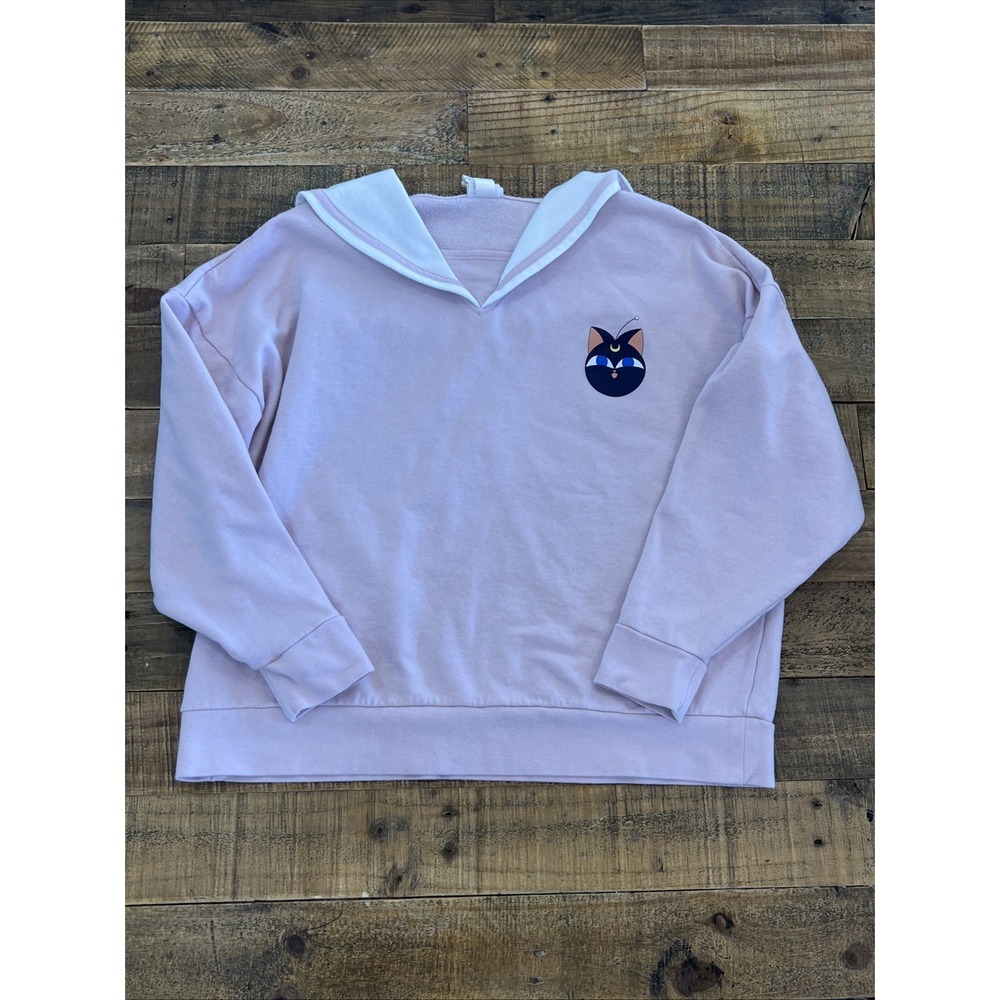 Hot Topic Sailor Moon Chibi USA Sailor Collar Cosplay Kawaii Large Pink Sweater